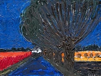Rik slabbinck (1914-1991), landscape with pollard willows, oil on canvas 38 x 56 cm. (14.96 x 22.05 in.), frame: 51 x 68 cm. (20.07 x 26.76 in.)