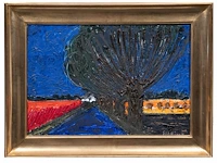 Rik slabbinck (1914-1991), landscape with pollard willows, oil on canvas 38 x 56 cm. (14.96 x 22.05 in.), frame: 51 x 68 cm. (20.07 x 26.76 in.) - afbeelding 2 van  4