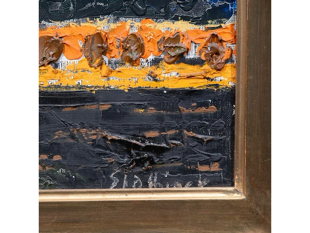 Rik slabbinck (1914-1991), landscape with pollard willows, oil on canvas 38 x 56 cm. (14.96 x 22.05 in.), frame: 51 x 68 cm. (20.07 x 26.76 in.) - afbeelding 4 van  4