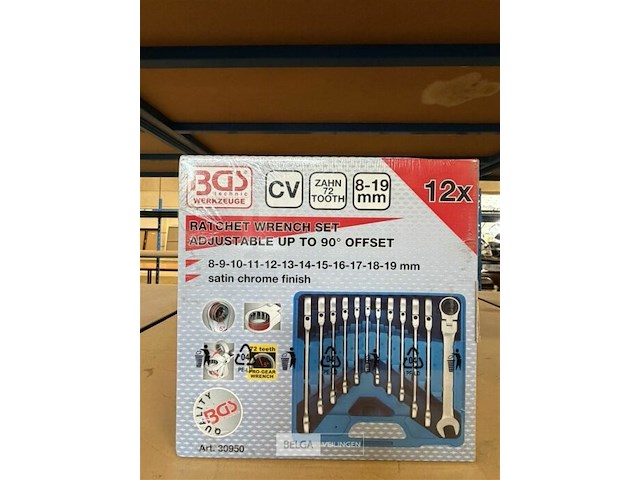 Ringratelsleutelset met flexibele kop bgs - afbeelding 1 van  1