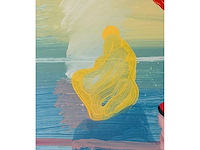 Rob kars - abstracte compositie - olieverf op papier - afbeelding 2 van  3