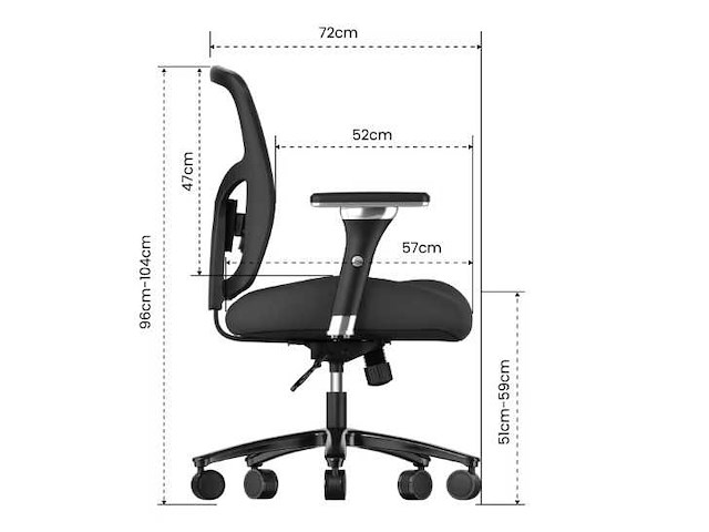 Robuuste c3 bureaustoel, 227 kg capaciteit - afbeelding 4 van  5