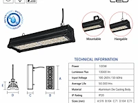 Robuuste led industriële hanglamp – 100w – 6400k koud wit – ip20 – pyramid-100 (6 stuks) - afbeelding 5 van  5