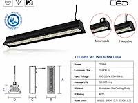 Robuuste led industriële hanglamp – 200w – 6400k koud wit – ip20 – pyramid-200 (6 stuks) - afbeelding 5 van  5