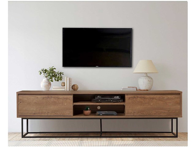 Rodez 180 tv-meubel | 100% melamine | walnoot, zwart - afbeelding 1 van  6