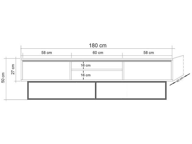 Rodez 180 tv-meubel | 100% melamine | walnoot, zwart - afbeelding 6 van  6