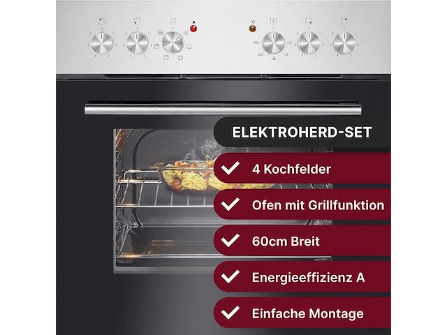 Roestvrijstalen ingebouwde oven met bomann ehbc7935-roestvrijstalen kookplaat - afbeelding 4 van  10