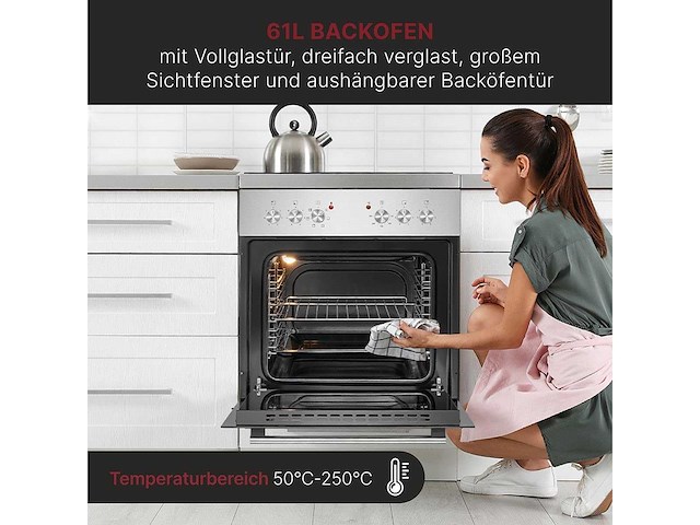 Roestvrijstalen ingebouwde oven met bomann ehbc7935-roestvrijstalen kookplaat - afbeelding 8 van  10