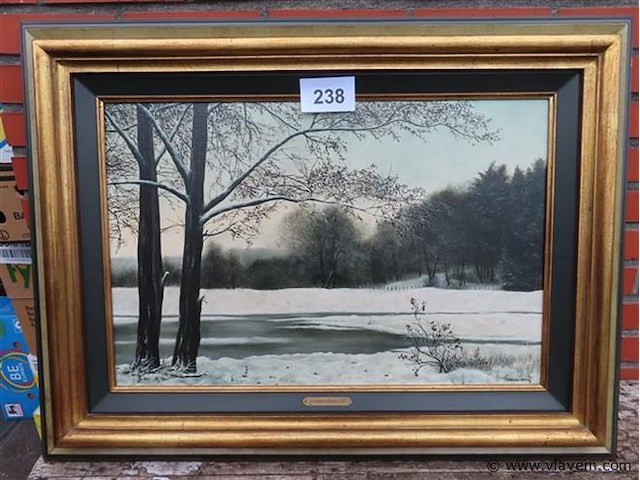 Roger hanotiau (1927-2018) "winters landschap" - afbeelding 1 van  6