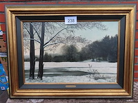 Roger hanotiau (1927-2018) "winters landschap" - afbeelding 1 van  6