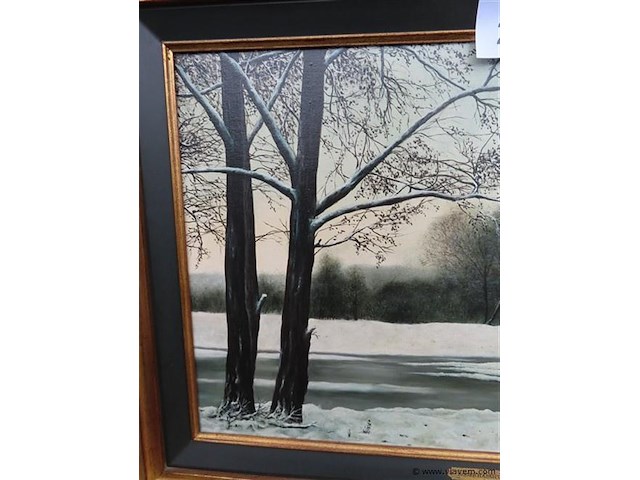 Roger hanotiau (1927-2018) "winters landschap" - afbeelding 3 van  6