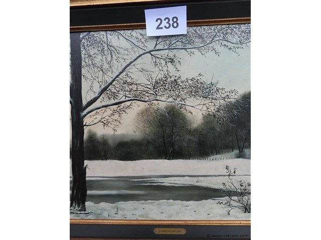 Roger hanotiau (1927-2018) "winters landschap" - afbeelding 4 van  6