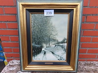 Roger hanotiau (1927-2018) "winters landschap" - afbeelding 1 van  6