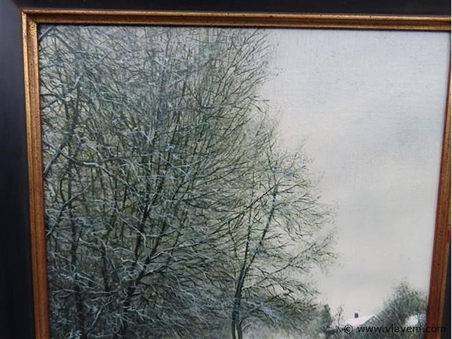 Roger hanotiau (1927-2018) "winters landschap" - afbeelding 3 van  6