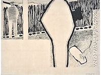 Roger raveel - de wandeling - oost-indische inkt op papier - afbeelding 2 van  6