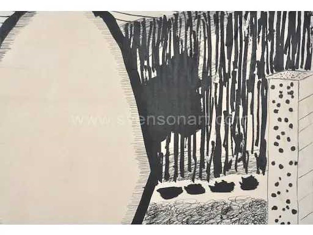 Roger raveel - de wandeling - oost-indische inkt op papier - afbeelding 4 van  6