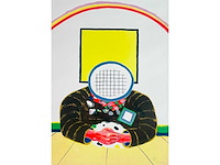 Roger raveel - dubbende man - kleurenlithografie