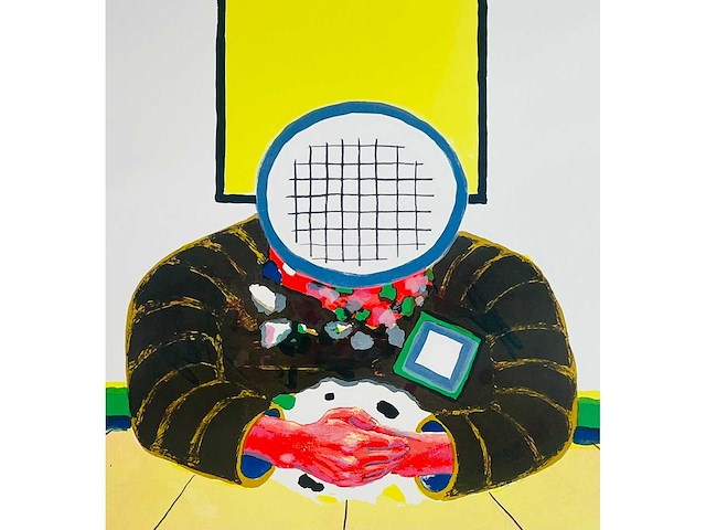 Roger raveel - dubbende man - kleurenlithografie - afbeelding 4 van  11