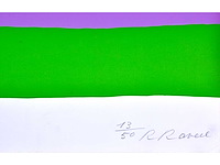 Roger raveel - even in de achteruitkijkspiegel kijken - met de hand bijgewerkte kleurenzeefdruk - afbeelding 2 van  5