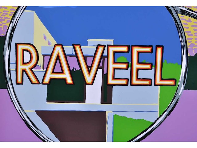Roger raveel - even in de achteruitkijkspiegel kijken - met de hand bijgewerkte kleurenzeefdruk - afbeelding 4 van  5
