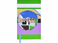 Roger raveel - even in de achteruitkijkspiegel kijken - met de hand bijgewerkte kleurenzeefdruk