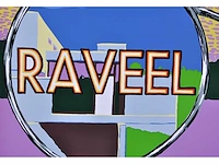 Roger raveel - even in de achteruitkijkspiegel kijken - met de hand bijgewerkte kleurenzeefdruk - afbeelding 2 van  5