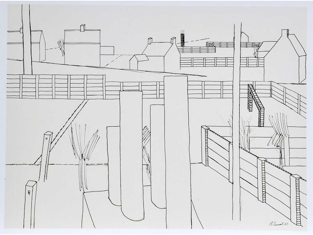 Roger raveel - grafisch panorama met doel - offset - afbeelding 3 van  5