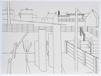 Roger raveel - grafisch panorama met doel - offset