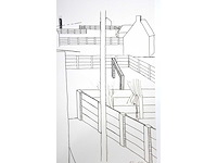 Roger raveel - grafisch panorama met doel - offset - afbeelding 1 van  5