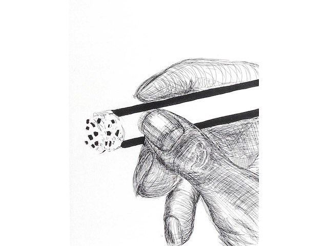 Roger raveel - hand en sigaret - ets - ingelijst - afbeelding 4 van  5