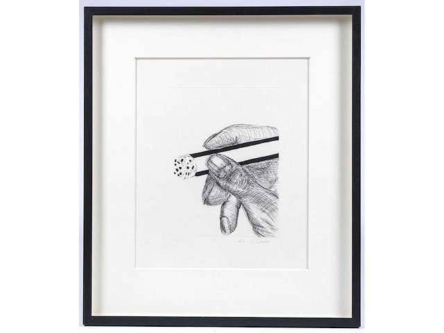 Roger raveel - hand en sigaret - ets - afbeelding 1 van  5