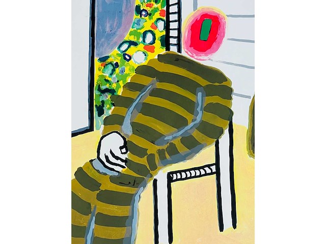 Roger raveel - man op stoel - kleurenlithografie - afbeelding 3 van  10
