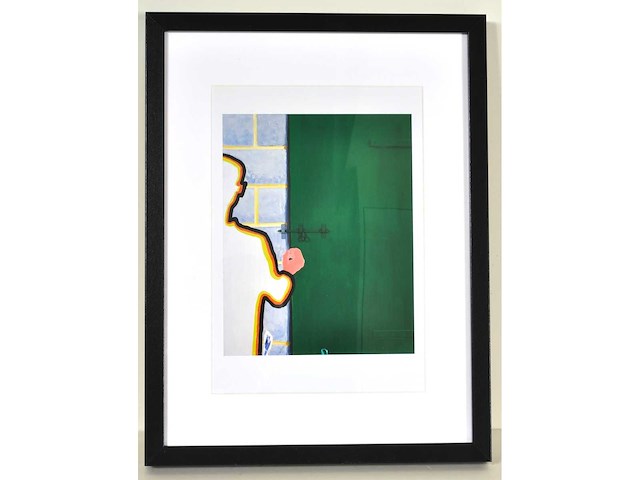 Roger raveel - man voor deur met grendel - offset - afbeelding 1 van  3