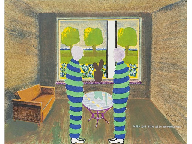 Roger raveel - neen, dit zijn geen gevangenen - litho - afbeelding 1 van  4