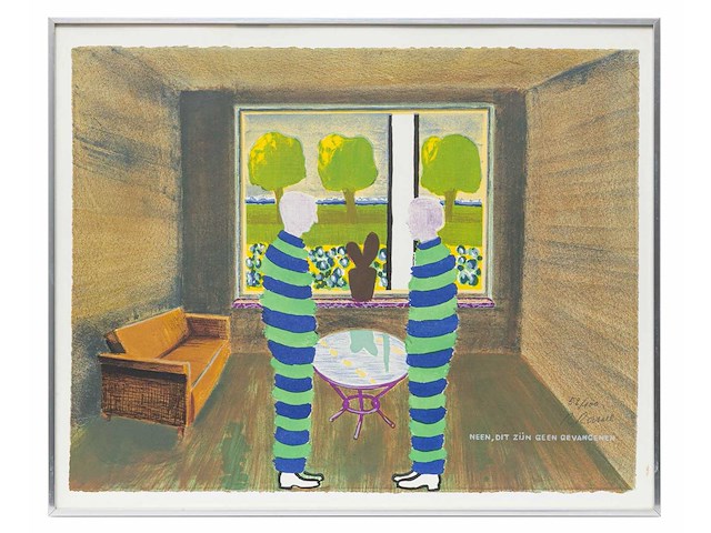 Roger raveel - neen, dit zijn geen gevangenen - litho - afbeelding 2 van  4