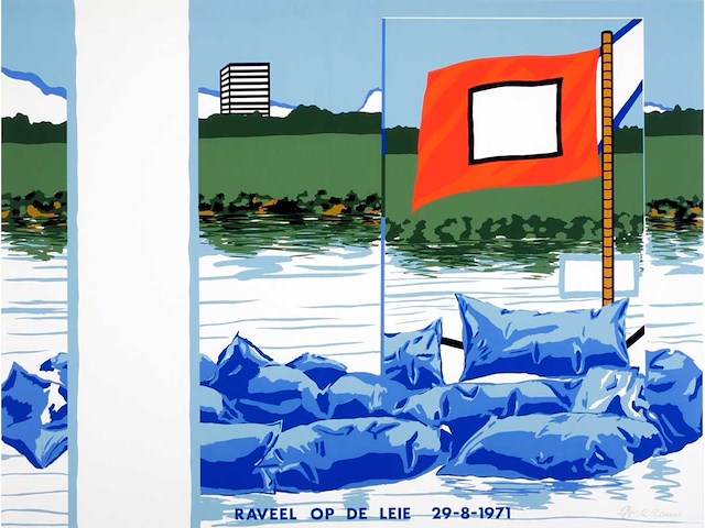 Roger raveel - raveel op de leie - kleurenzeefdruk - topwerk - afbeelding 1 van  1