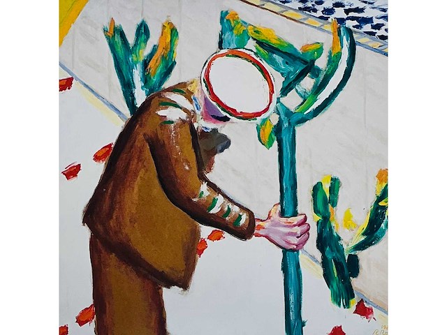 Roger raveel - vader plant een boompje in de witte ruimte van de aarde - offset - afbeelding 3 van  8