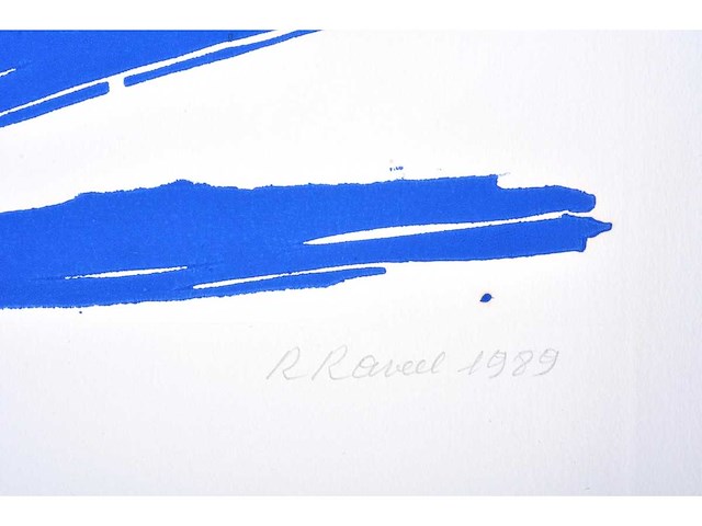 Roger raveel - zelfportret en een abstractie - houtsnede - eigen proefdruk - afbeelding 2 van  6