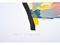Roger raveel - zelfportret en een abstractie - houtsnede - eigen proefdruk - afbeelding 3 van  6
