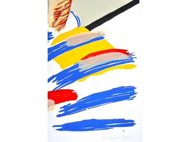 Roger raveel - zelfportret en een abstractie - houtsnede - eigen proefdruk - afbeelding 5 van  6