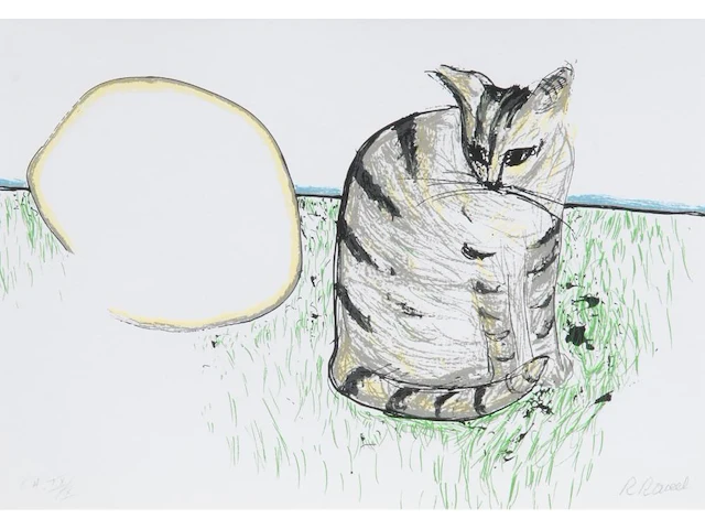 Roger raveel (1921-2013), 'felix vulgaris', silkscreen, artist proof, n° ix/x 28 x 40 cm. (11.01 x 15 3/4 in.), frame: 53 x 65 cm. (20.87 x 25.58 in.) - afbeelding 1 van  5