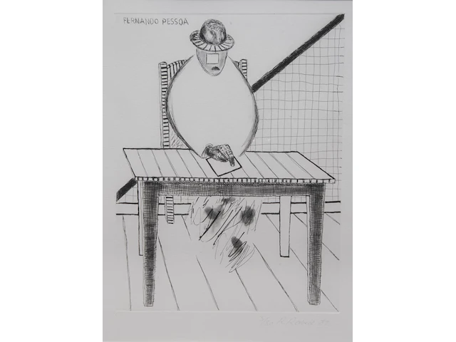 Roger raveel (1921-2013), 'fernando pessoa', 1982, etching, n° 3/30 35 x 26 cm. (13.77 x 10.24 in.), frame: 82 x 62.5 cm. (32.28 x 24.60 in.) - afbeelding 1 van  6