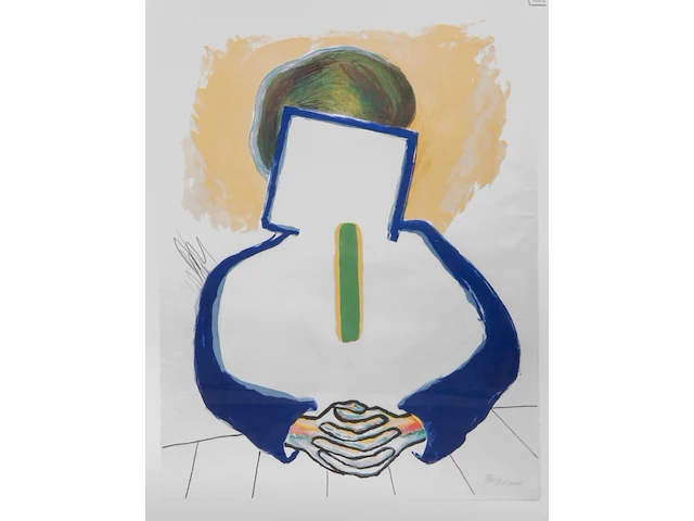 Roger raveel (1921-2013), 'meditatie', 1990, lithograph, n° 85/100 66 x 51 cm. (25.98 x 20.07 in.), frame: 75.5 x 59.5 cm. (29.71 x 23.42 in.) - afbeelding 1 van  6