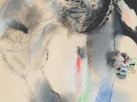 Roger somville (1923-2014), self-portrait, mixed media on paper 106 x 70 cm. (41.72 x 27.55 in.), frame: 126 x 90 cm. (49.60 x 35.42 in.)