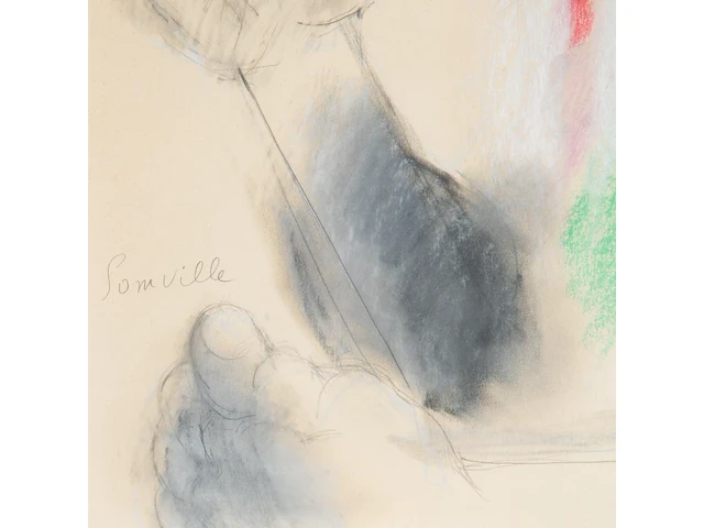 Roger somville (1923-2014), self-portrait, mixed media on paper 106 x 70 cm. (41.72 x 27.55 in.), frame: 126 x 90 cm. (49.60 x 35.42 in.) - afbeelding 4 van  5