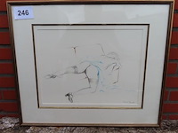 Roland fonck "naakte vrouw op bankstel" tekening - afbeelding 1 van  6