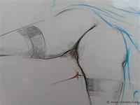 Roland fonck "naakte vrouw op bankstel" tekening - afbeelding 2 van  6