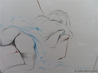 Roland fonck "naakte vrouw op bankstel" tekening - afbeelding 3 van  6