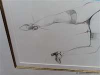 Roland fonck "naakte vrouw op bankstel" tekening - afbeelding 4 van  6