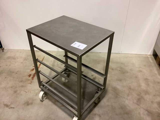 Rolkar laag - en 600x400 op wielen - rvs werktafel - afbeelding 1 van  3